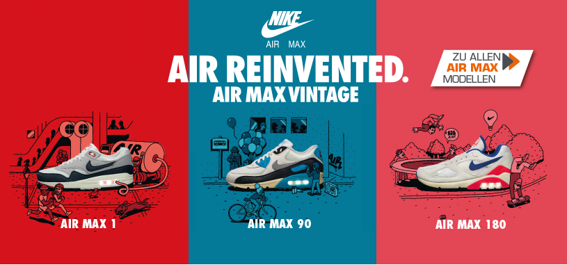 Für die old school heads unter euch: Air Max 1, Air Max 90 und Air 180 im original Colorway